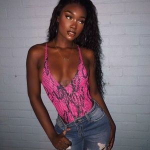 pink snakeskin bodysuit - Fashion Nova NWT